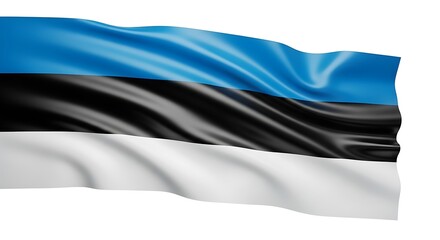 The estonian flag waving elegantly on a clean white background