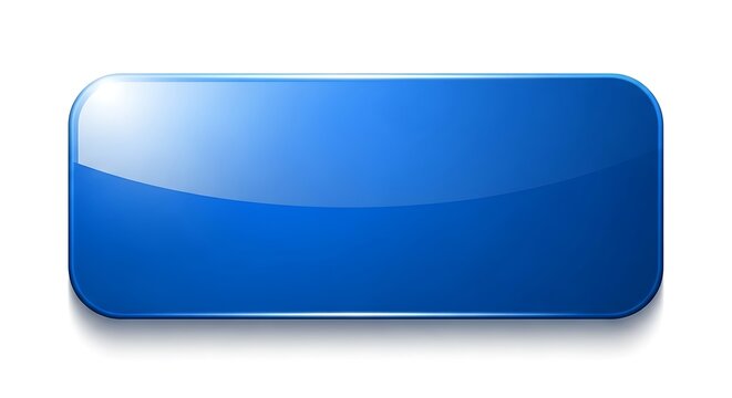 A glossy, rounded blue button isolated on a white background, perfect for web design