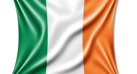 Obraz premium The national flag of ireland waving vertically, isolated on white background