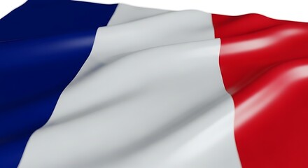 Fototapeta premium The national flag of france waving in the wind, isolated on white background