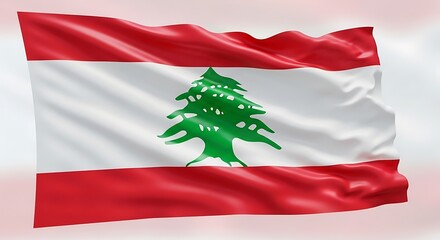 Fototapeta premium The national flag of lebanon waves majestically in the wind
