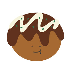 takoyaki. vector illustration of a japanese food. vector illustration of a takoyaki. japanese food. food cartoon. smile face cartoon.
