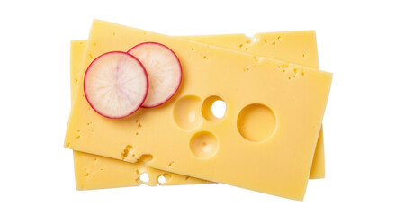 Isolated Cheese Slices with Radish
