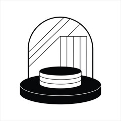 Minimalist Podium with Round Backdrop Vector