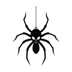 Black halloween spider decoration hanging silhouette