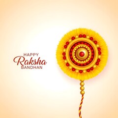 A raksha bandhan design featuring a yellow and red decorative rakhi on a light background