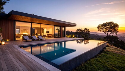 Luxury Villa with Infinity Pool at Sunset