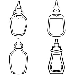 Tomato Ketchup Coloring Page - Outline Vector Illustration for Kids and Adults