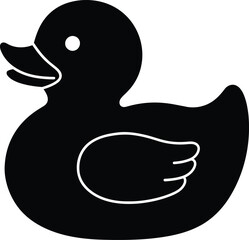Black rubber duck silhouette icon