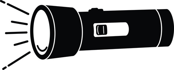 Black flashlight icon light beam illustration