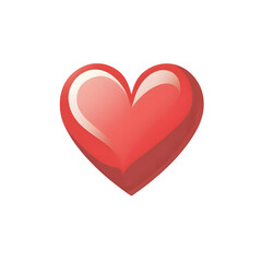 Classic red Valentines heart illustration with soft highlights PNG