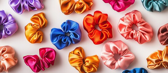 Colorful Scrunchies on White Background