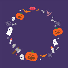 vector decorative wreath of Halloween with elements