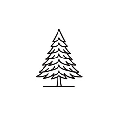 Fir tree outline icon on white background