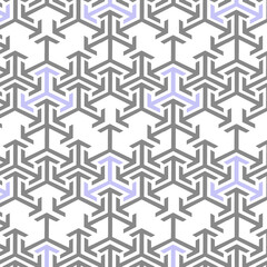 blue and white arrows, geometric tessellation, interlocking, arrow-like shapes, Islamic art, Japanese design, arrow feather, repetition, symmetry, blue and gray colours, overlaps, tiling, arrows