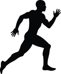 Silhouette of a man running athletic motion
