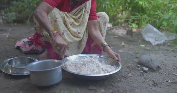 Grandma Making Jwari Flour Bhakri