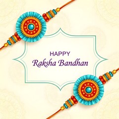 Festive raksha bandhan illustration featuring ornate rakhis and a decorative frame design element