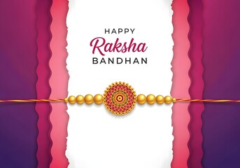 Happy raksha bandhan greeting card with decorative rakhi and colorful background illustration art