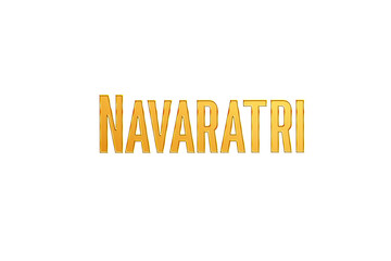 Golden Navaratri Title PNG with Transparent Background