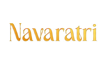 Golden Navaratri Title PNG with Transparent Background