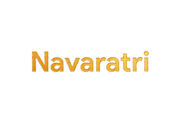 Golden Navaratri Title PNG with Transparent Background