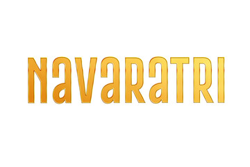 Golden Navaratri Title PNG with Transparent Background