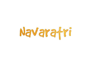 Golden Navaratri Title PNG with Transparent Background