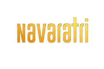Golden Navaratri Title PNG with Transparent Background