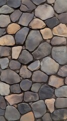 Obraz premium Stone wall texture with irregular shapes in various shades of gray and brown.