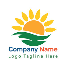 Sunrise logo design template for eco friendly business branding Vector illustration