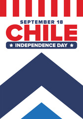 Chile Independence Day. Happy national holiday Fiestas Patrias. Freedom day. Celebrate annual in September 18. Chile flag. Patriotic chilean design. Poster, card, banner, template, background. Vector