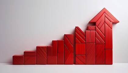 red blocks arranged in upward arrow shape on white background
