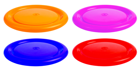 set of colorful frisbee flying disc isolated on white background