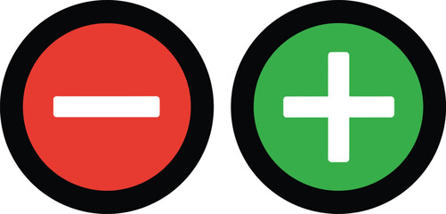 Obraz premium Plus and minus symbols decision choice comparison