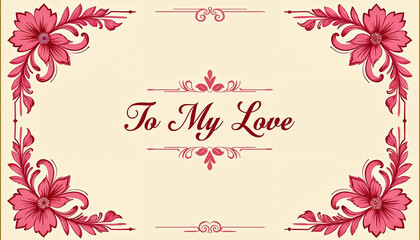 Floral design card with the message "To My Love" for Valentine’s Day  