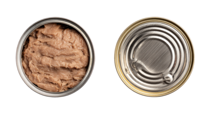 Two metal cans, open tops, showing inside contents