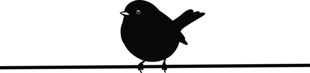 Black bird silhouette waving on wire