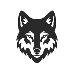 Obraz premium Monochrome wolf head emblem with fierce expression on white background