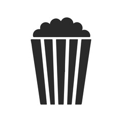 Popcorn icon with black and white stripes on white background