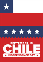 Chile Independence Day. Happy national holiday Fiestas Patrias. Freedom day. Celebrate annual in September 18. Chile flag. Patriotic chilean design. Poster, card, banner, template, background. Vector