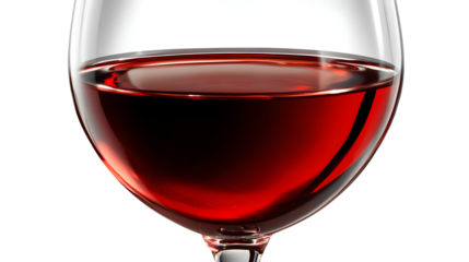Red Wine Pouring Into Glass isolated on a white background