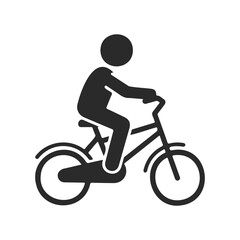 Obraz premium Simple bicycle icon of person riding bike - black silhouette design