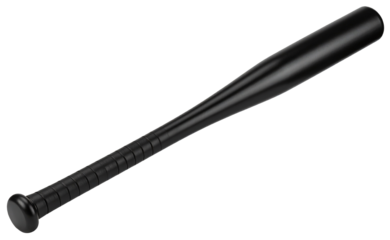 a metal baseball bat in black color isolated on white background