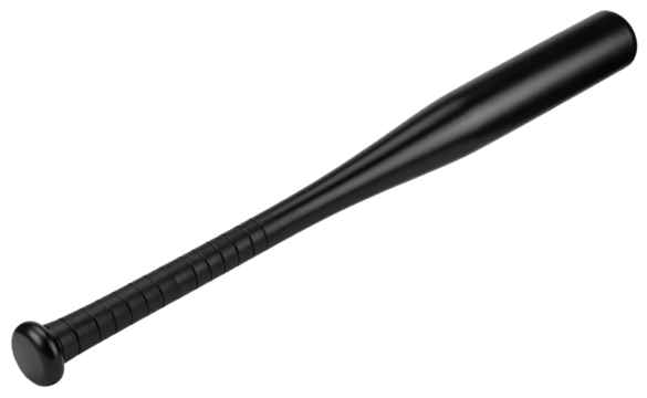 a metal baseball bat in black color isolated on white background