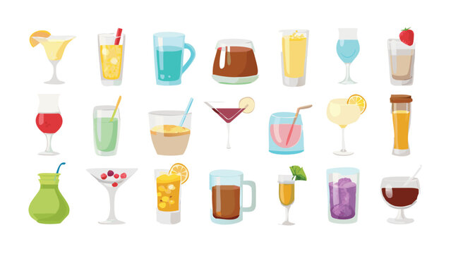 Assortment of colorful alcoholic and non alcoholic beverages