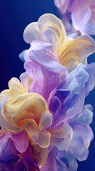 Abstract Pastel Fluid Forms on Blue Background