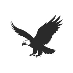 Fototapeta premium Silhouette of a majestic bald eagle with spread wings in flight