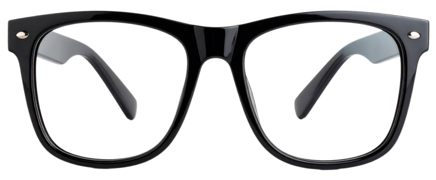 an eyeglasses with black frame isolated on white background