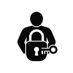 Fototapeta premium Person with lock and key security concept silhouette